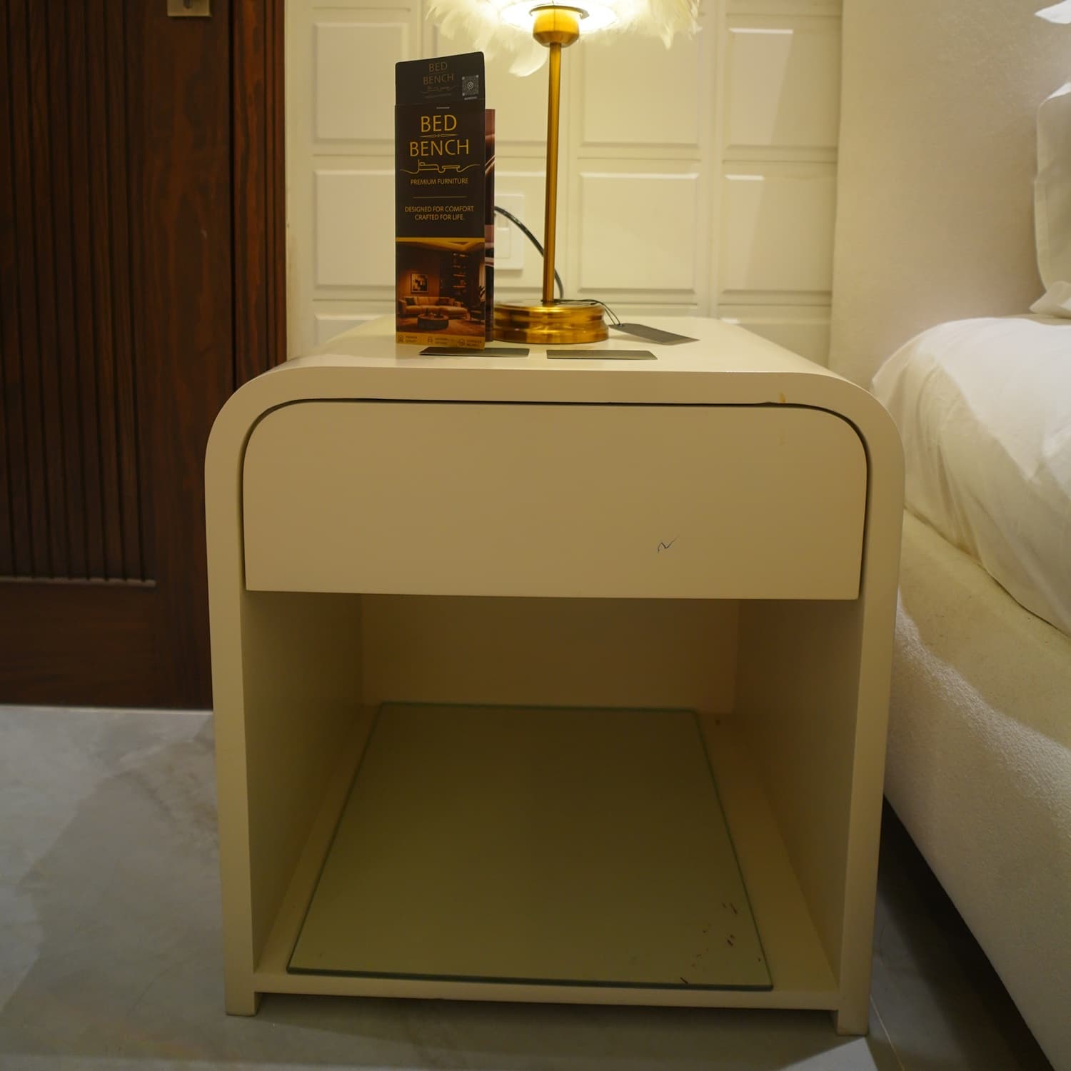 Milo Coffee Table — Natural stone, solid wood and metal, handcrafted by Bed Bench Lahore