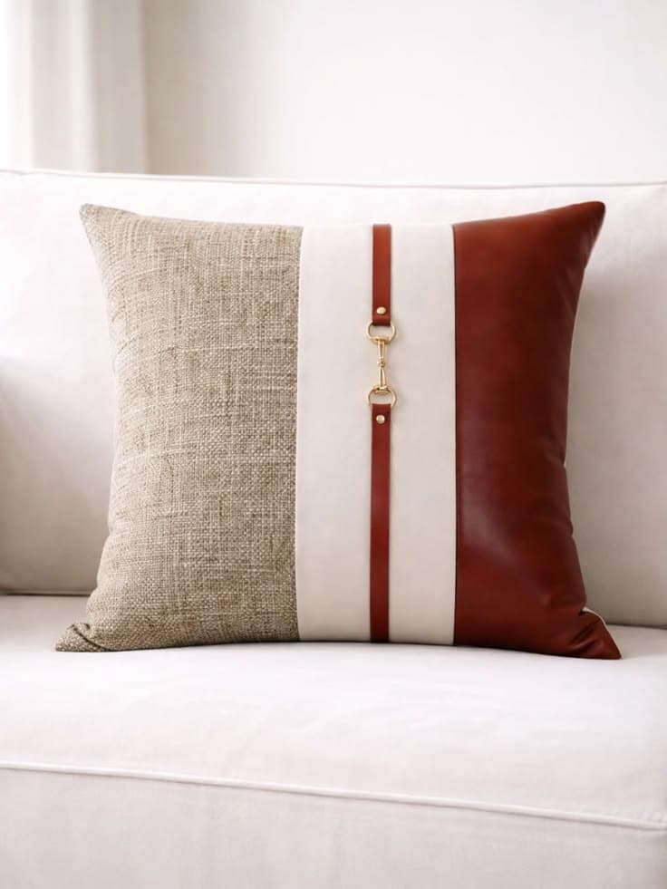 Moss Edge Cushion — Woven cotton and linen blend, handcrafted by Bed Bench Lahore