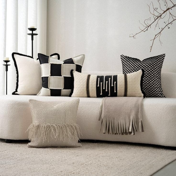 Sage Stripe Cushion — Woven cotton and linen blend, handcrafted by Bed Bench Lahore