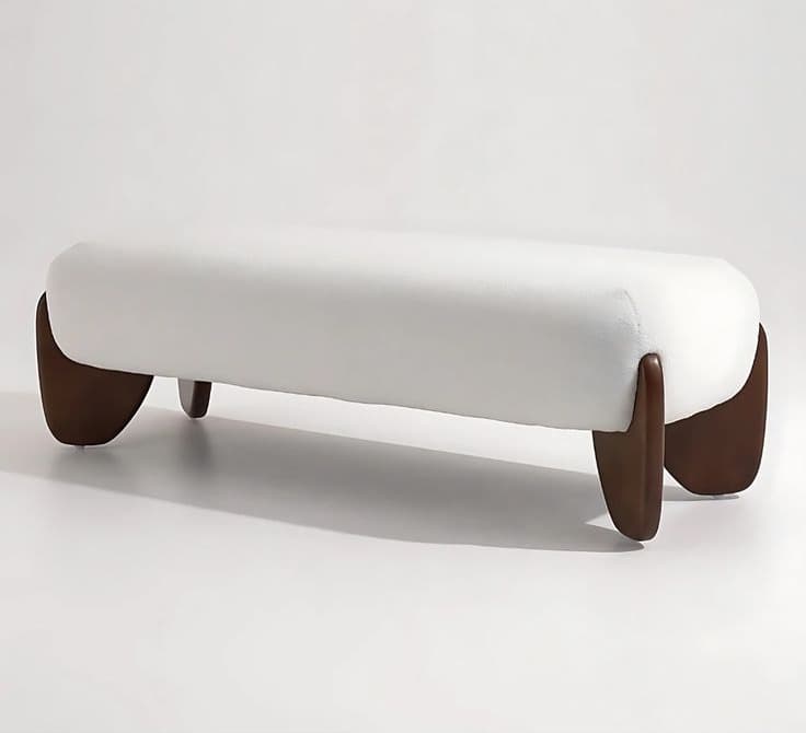 Luma Ottoman — Textured upholstery, solid wood frame, handcrafted by Bed Bench Lahore