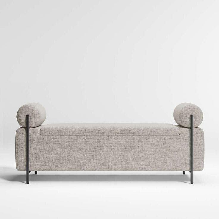 Moss Ottoman — Textured upholstery, solid wood frame, handcrafted by Bed Bench Lahore