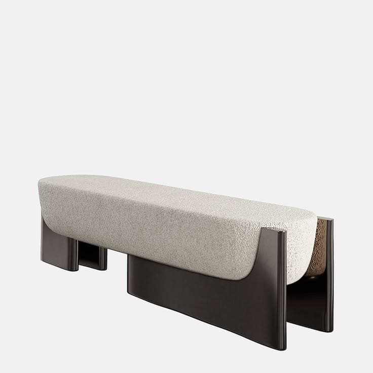 Pebble Ottoman — Textured upholstery, solid wood frame, handcrafted by Bed Bench Lahore