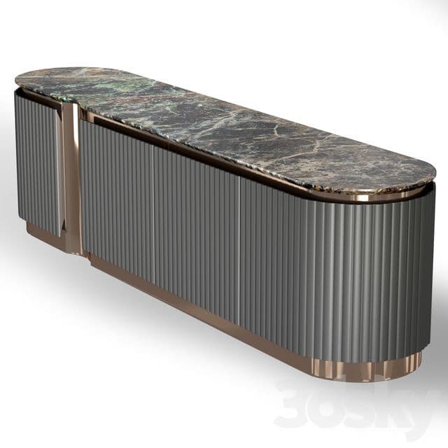 Dune TV Console — Veneered wood, matte metal details, handcrafted by Bed Bench Lahore