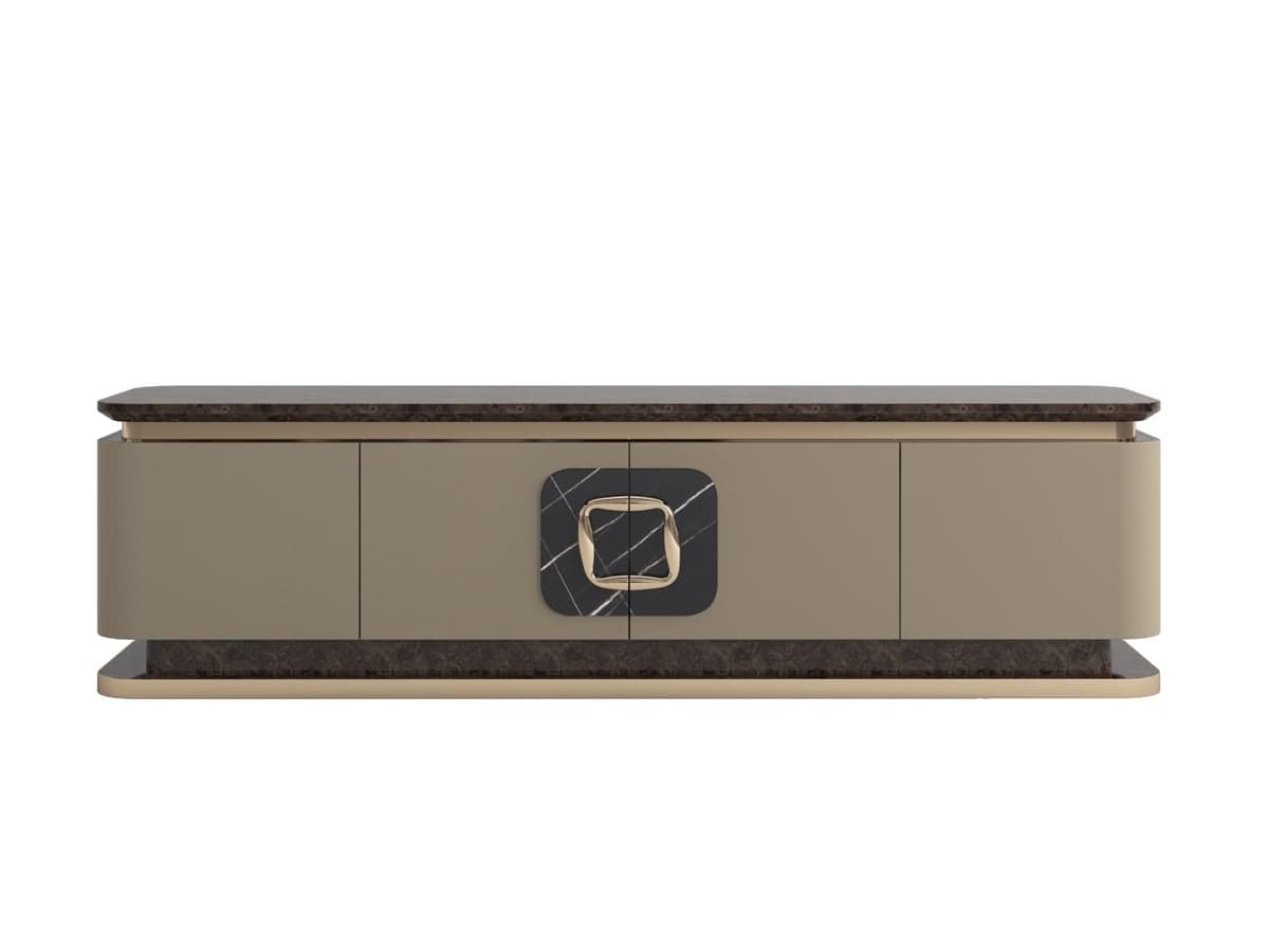 Oasis TV Console — Veneered wood, matte metal details, handcrafted by Bed Bench Lahore